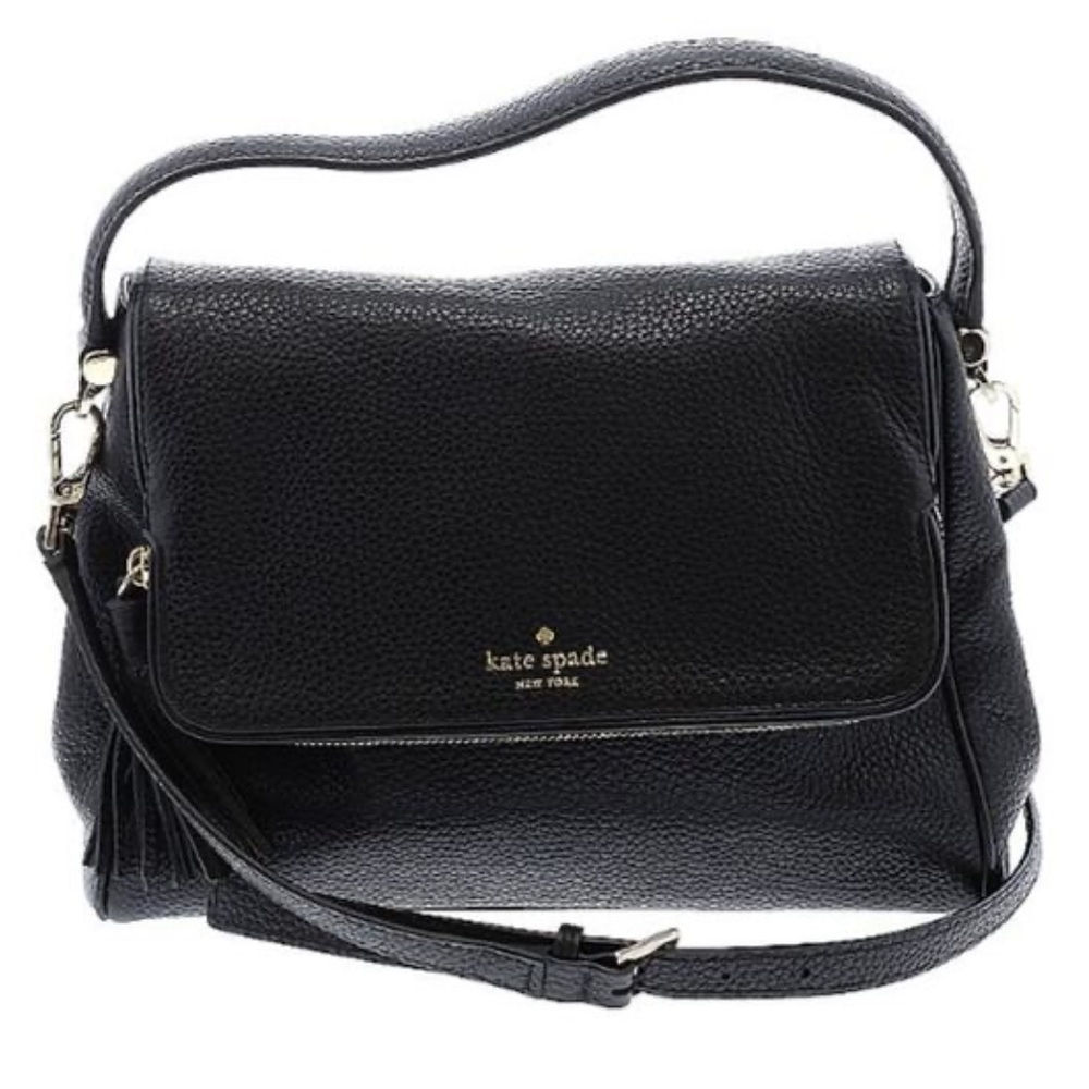 Kate Spade crossbody fold over black leather bag